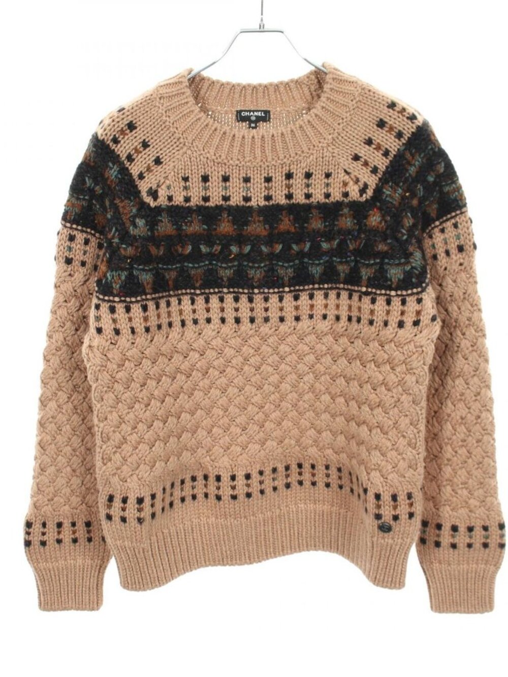 Chanel Knit Cable Beige Wool Sweater